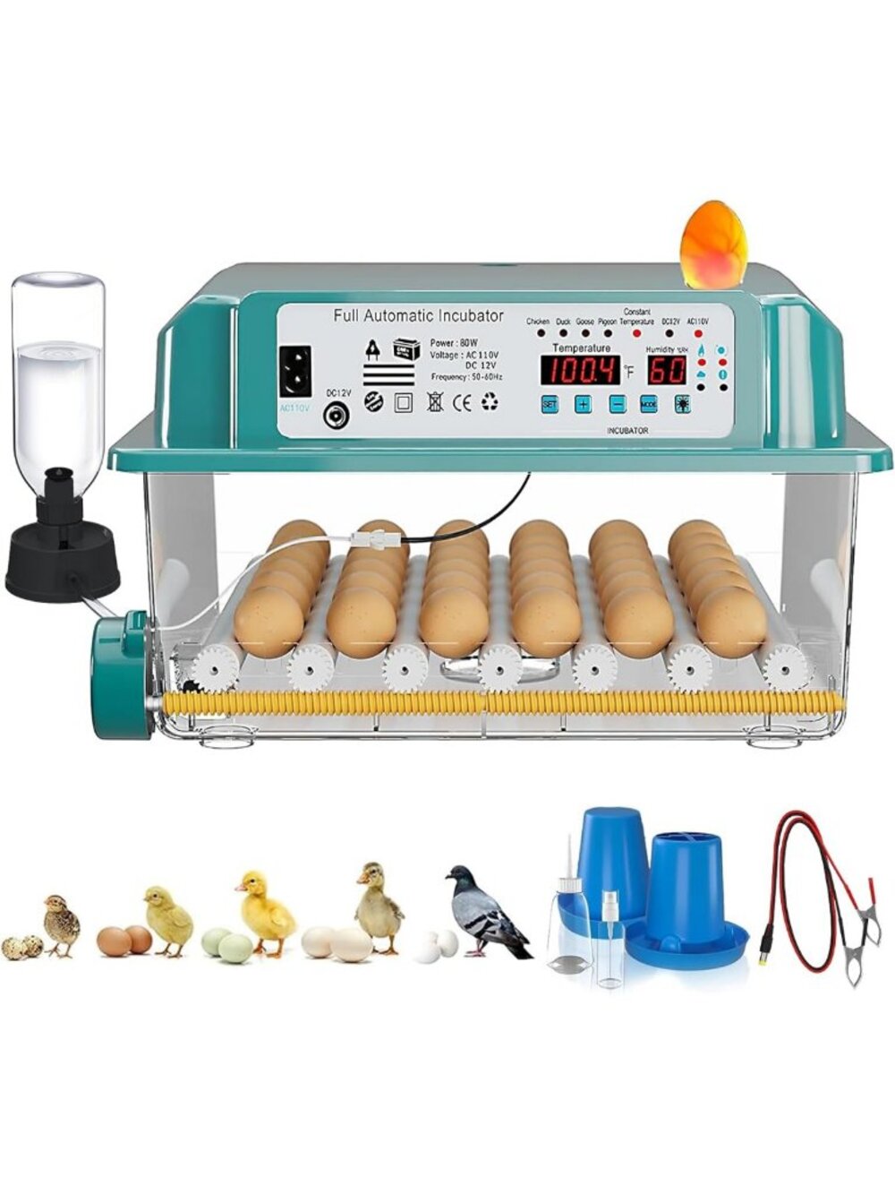 36 Egg Incubator for Hatching with Automatic Turning & Humidity Display - Ideal